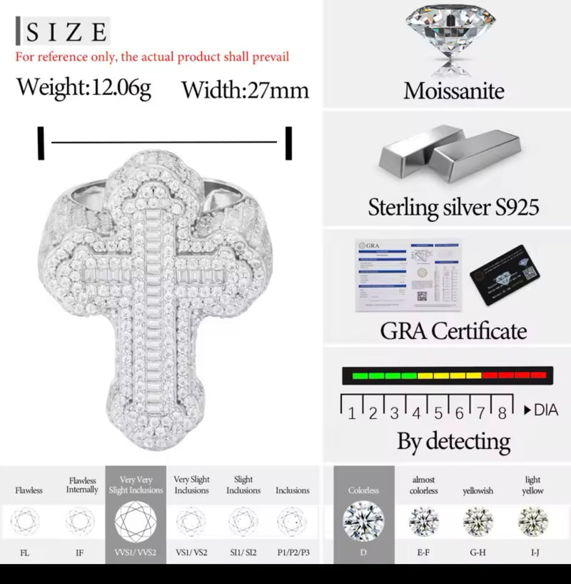 Moisanite Cross Ring