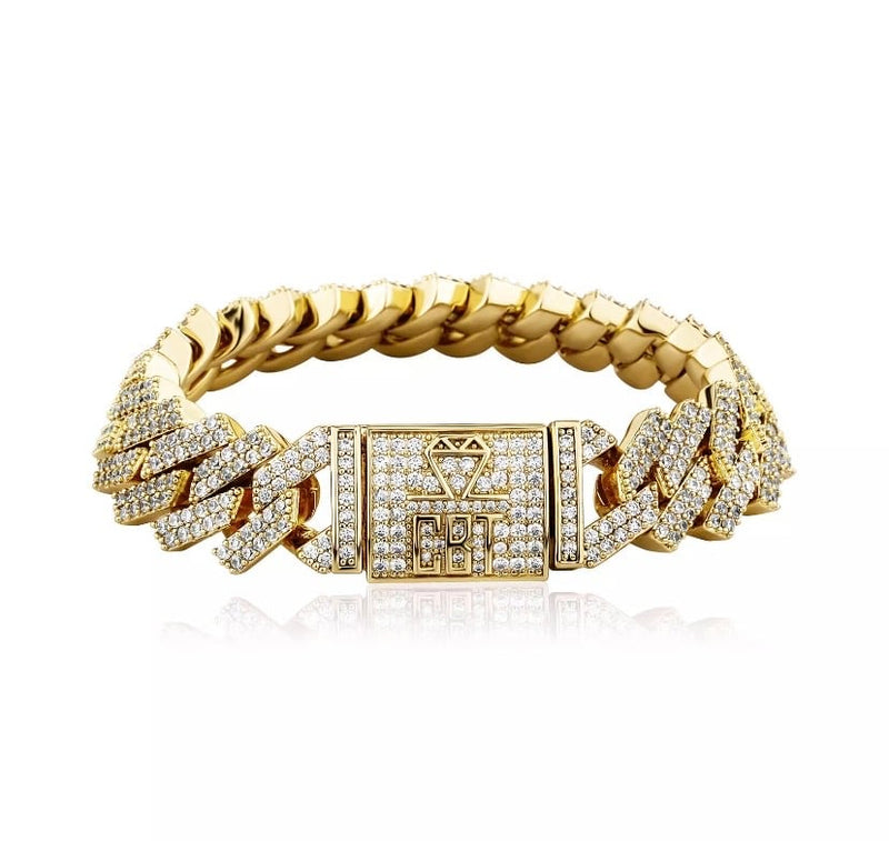 13MM Prong Link CBT Bracelet - Gold