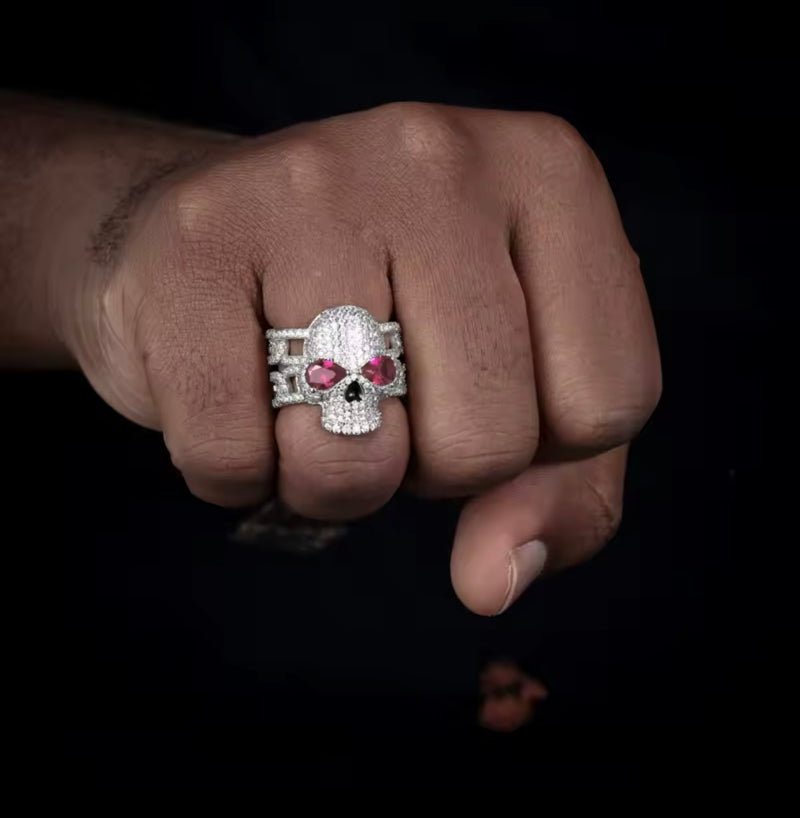 Moisanite Skull Ring