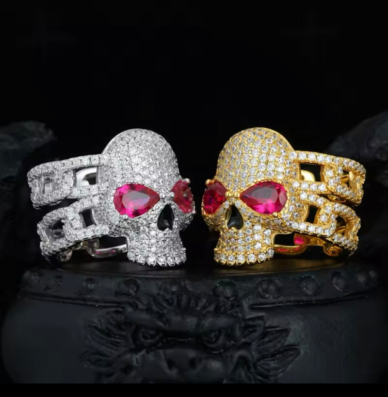 Moisanite Skull Ring