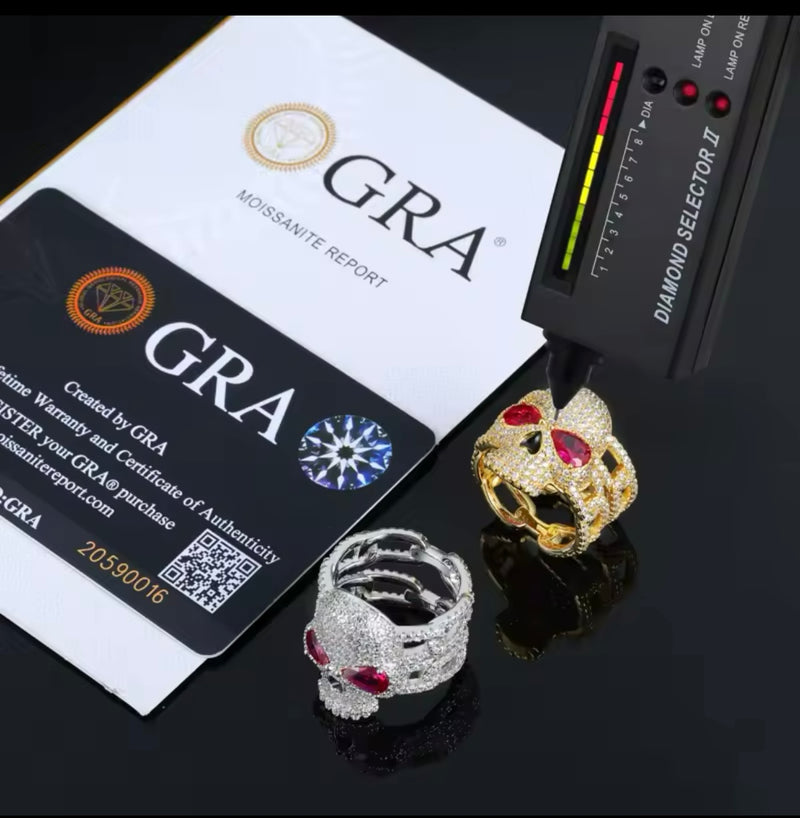 Moisanite Skull Ring