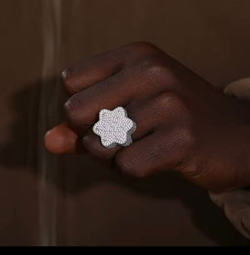 Moisanite Baguette Star Ring