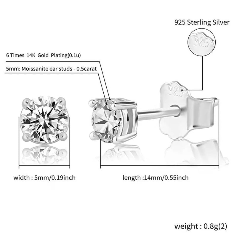 Moissanite Sterling Silver Studs